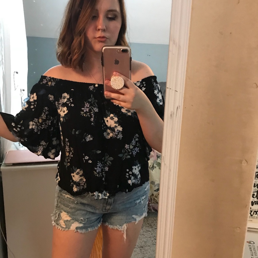 Hollister Floral Off The Shoulder Flowy Top